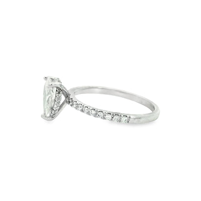 14KR Pear Hidden Halo Solitare Engagement Ring