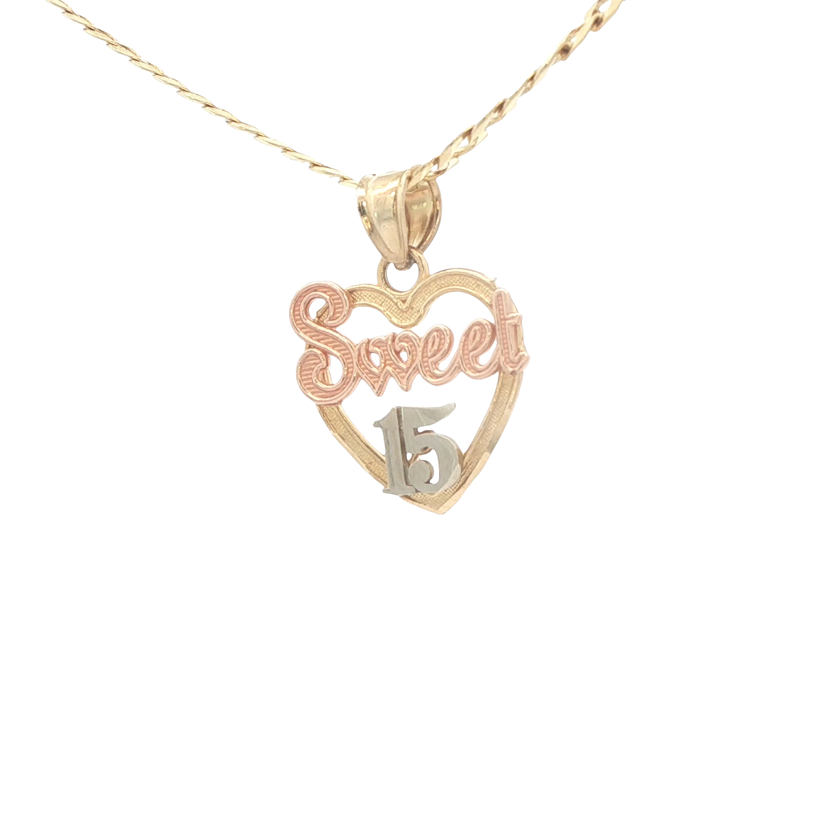 14K PENDANT Sweet15 3TONE HEART