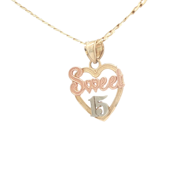 14K PENDANT 1.4G Sweet15 3TONE HEART