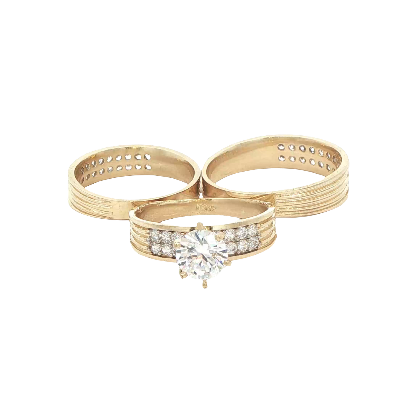 14 KARAT RING SIZE 7.25 WEIGHT: 3.1G : 4.9MM CZ 2