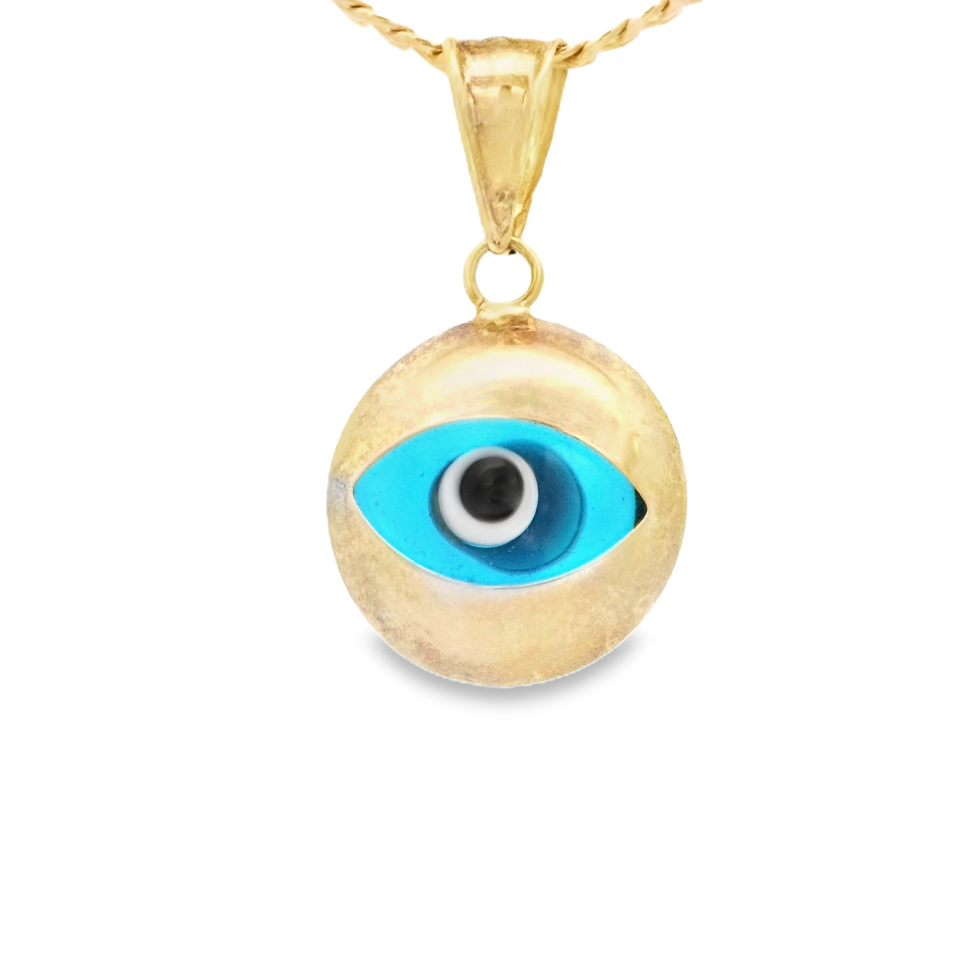 PENDANT 14K EVIL EYE BLUE OVAL POLISHED