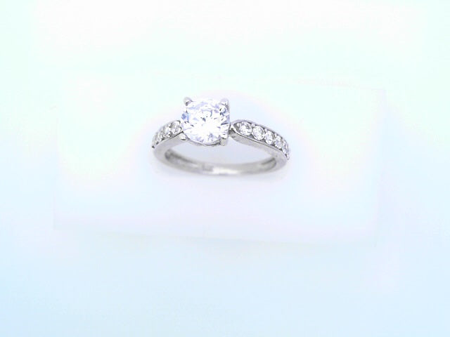 14KR 3.2G RING SOLITAIRE #7 CZ RND CZ SHANK CLEAR