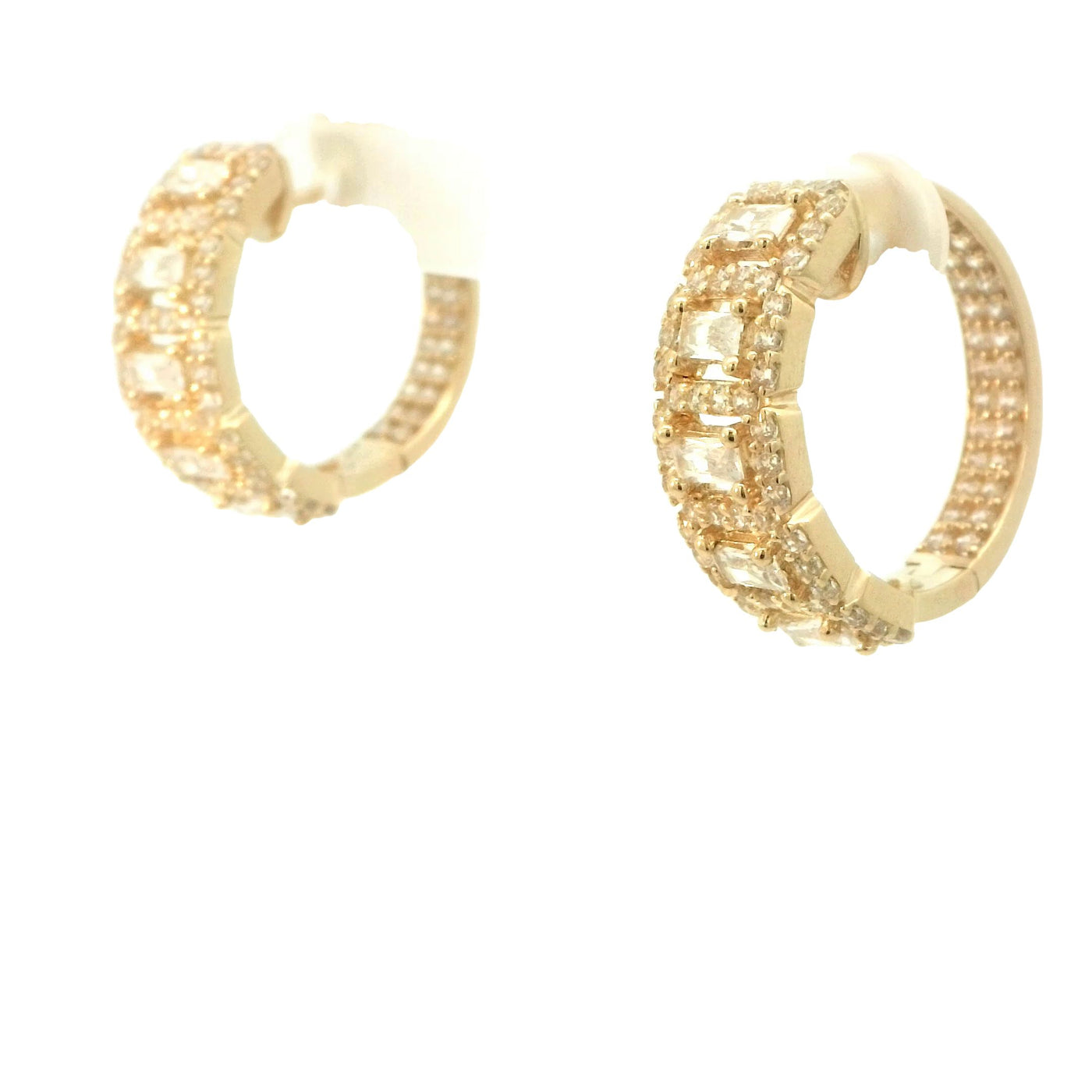 EARRINGS 14 KARAT WEIGHT: 8.5G  HALO RECTANGLE PATTERN