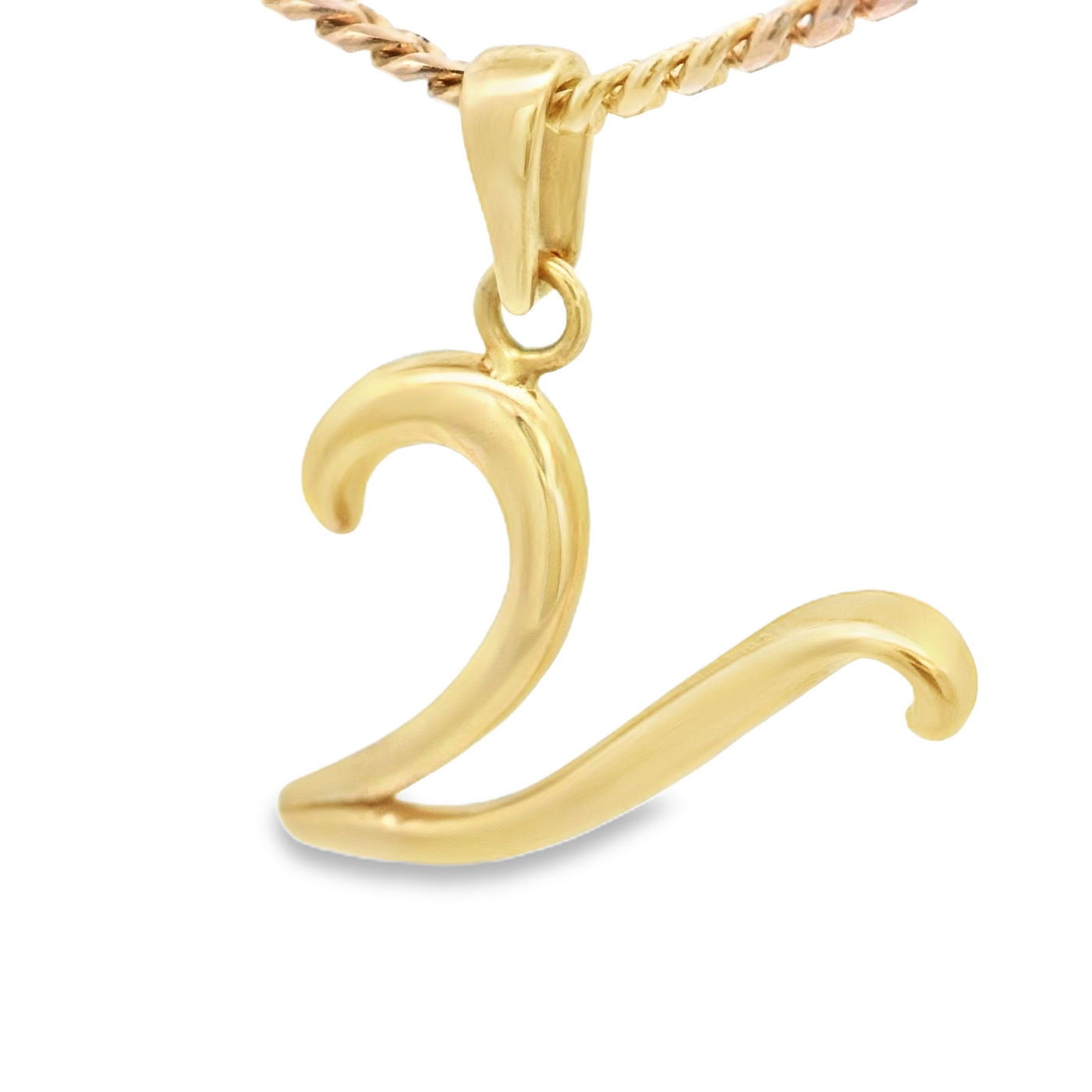 PENDANT 14K LETTER V V SCRIPT LETTER POLISHED
