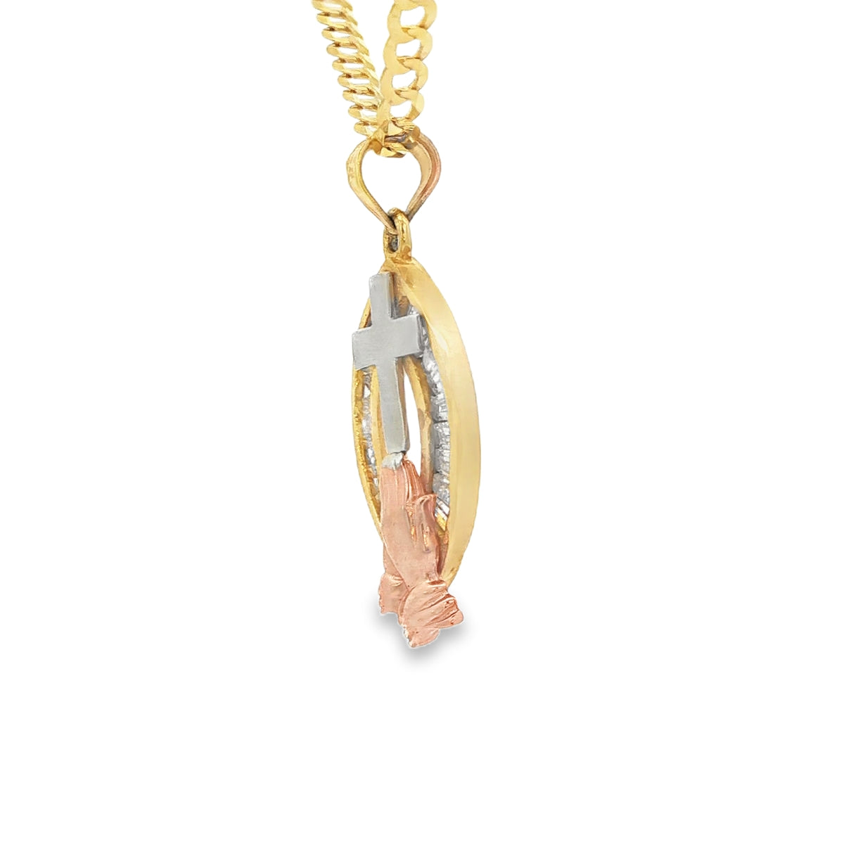 PENDANT 14K 3.6G PRAYER HANDS 3TONE
