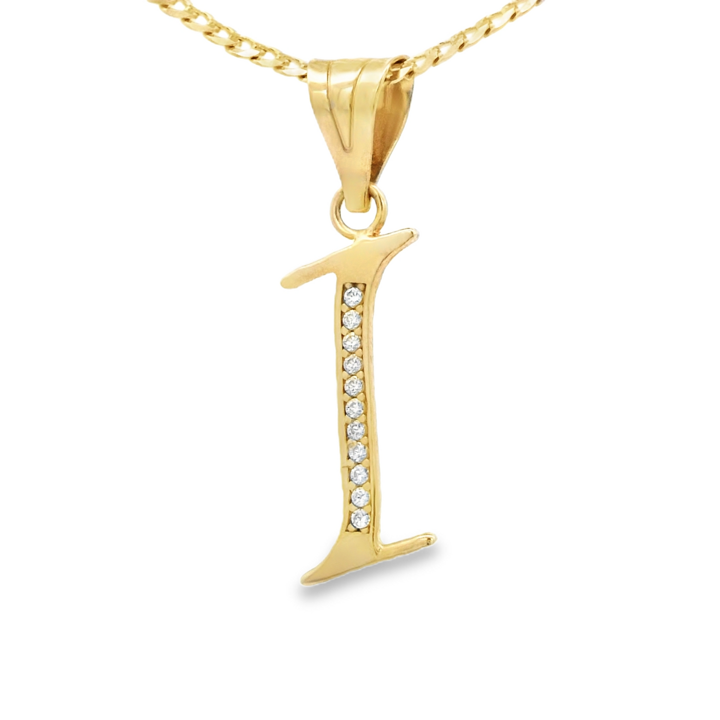 PENDANT 14K LETTER I CZ