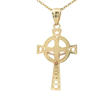 14 KARAT DIAMOND CUT CHARM JESUS CROSS CIRCLE BACK