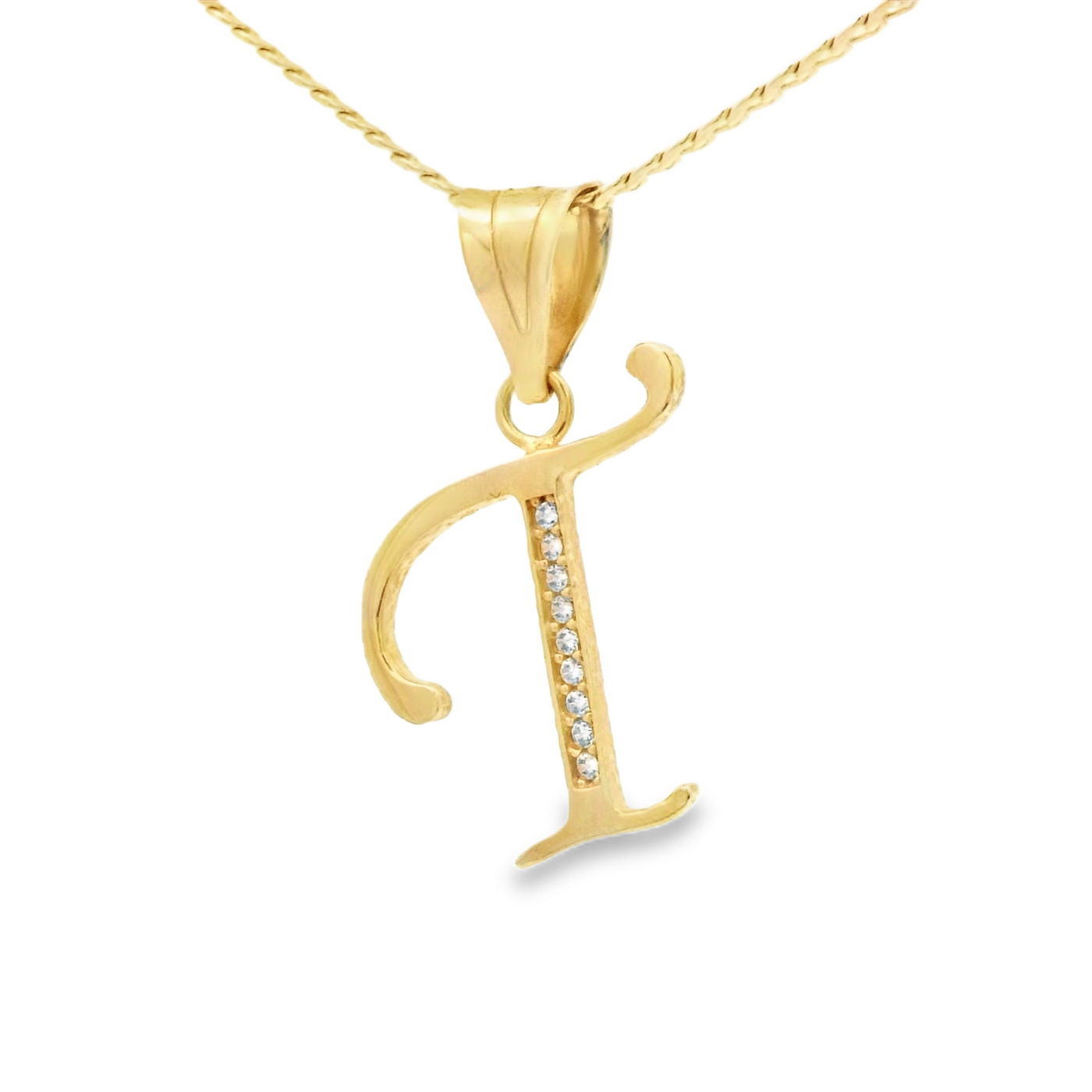PENDANT 14KP LTR T CZ LETTER T