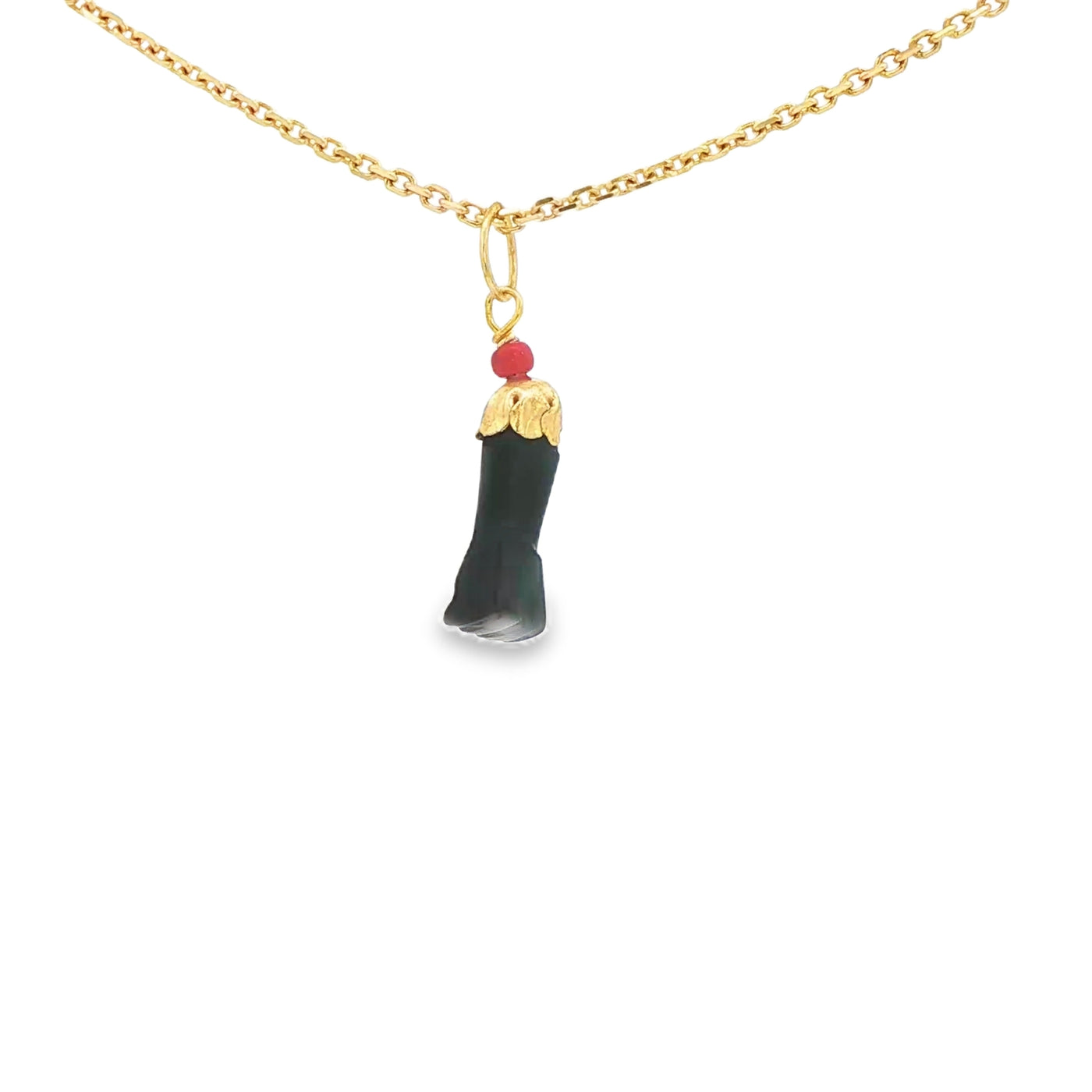 14K Azabache Hand Coral 12mm