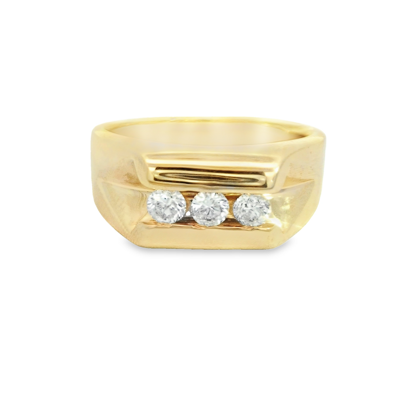 RING 14K #9 BAND DIAMOND 3 CHANNEL SETTING ROUND D