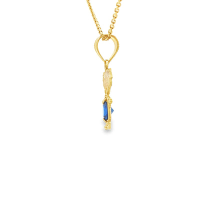 PENDANT 14KP GIRL CZ DARK BLUE BELLY GIRL