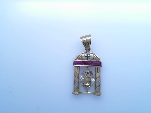 14K PENDENT 6.0G GUADALUPE  RED CZ 3TONE GUADA HOU