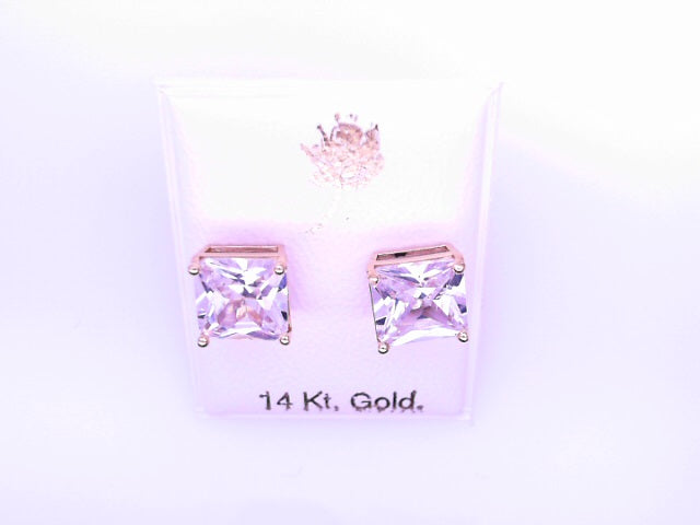 14 KARAT STUD EARRINGS WEIGHT: 0.8G : 5MM CZ CLEAR