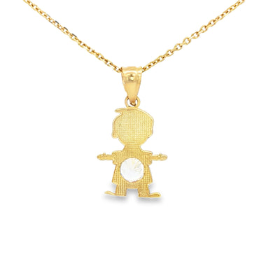 PENDANT 14KP BOY CZ CLEAR BELLY BOY