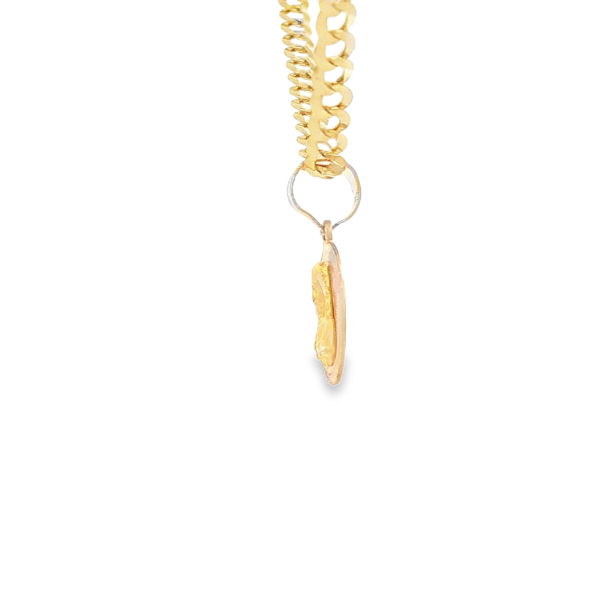 PENDANT 14K JESUS DC ROUND 3TONE