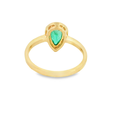 18KR NATURAL EMERAL PEAR #7.5 DIAMOND HALO 3.5G