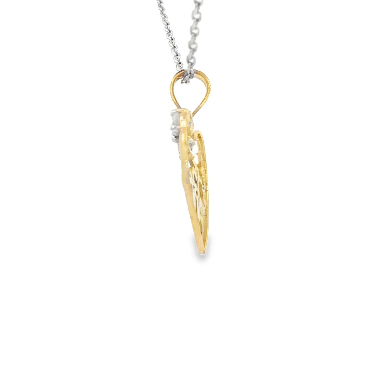 14 KARAT CHARM CZ HEART 15 ANOS SWEET 15 THREE TONE