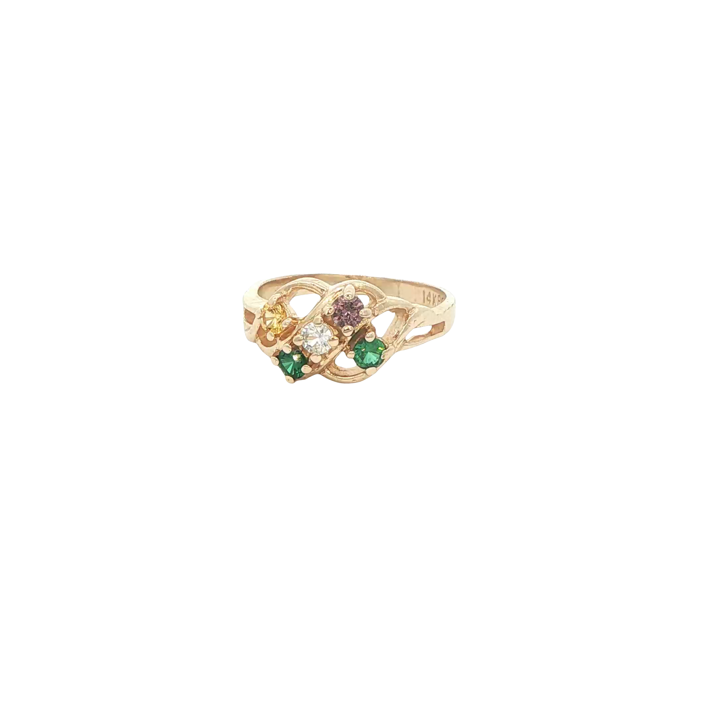 14 KARAT RING SIZE 3.75 WEIGHT: 2.3G : CZ GREEN PU