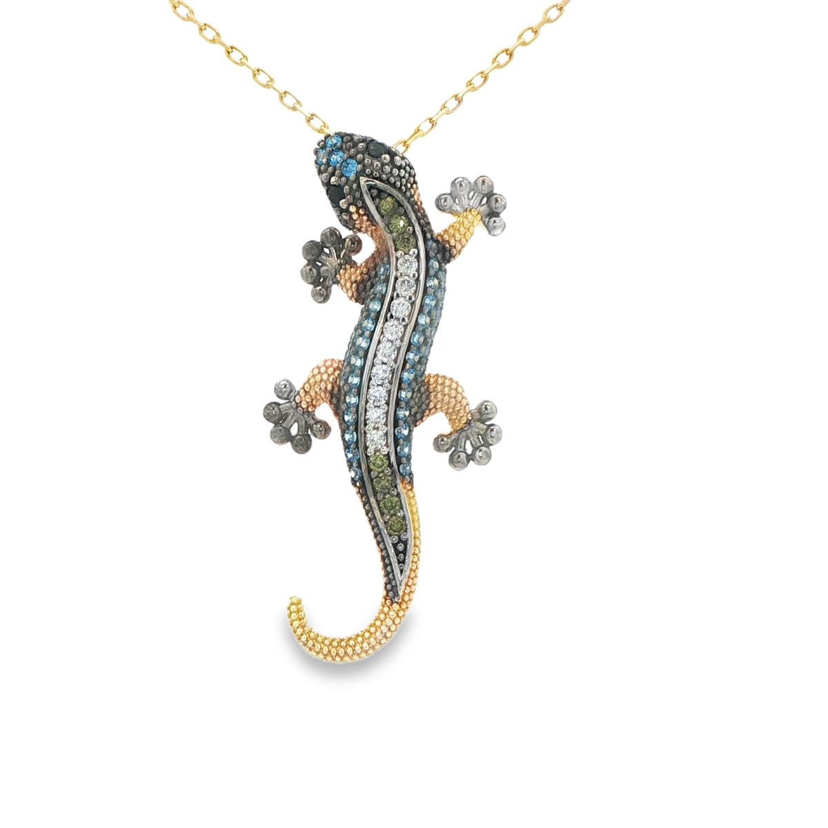 14KP 3.2G LIZARD CZ LIZARD SLIDE CLEAR AND BLUE