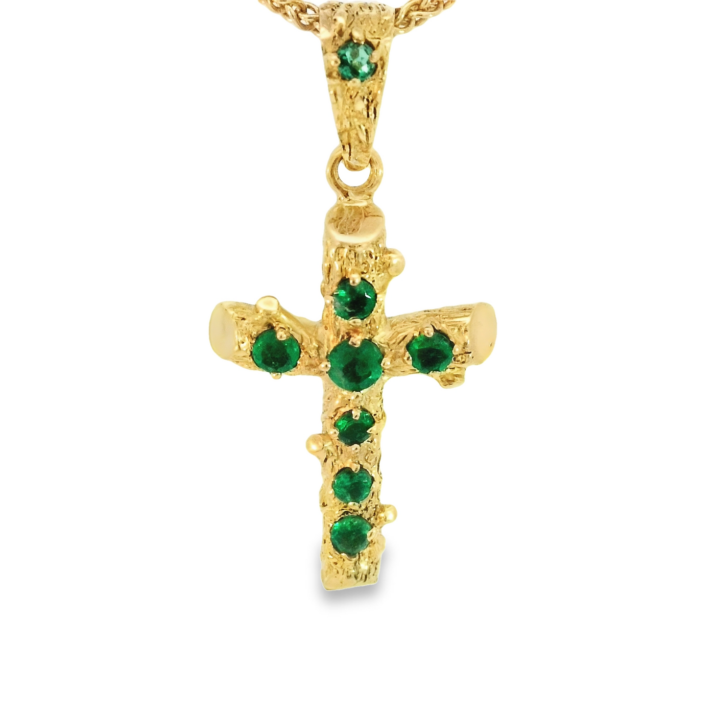 18K NATURAL EMERALD CROSS
