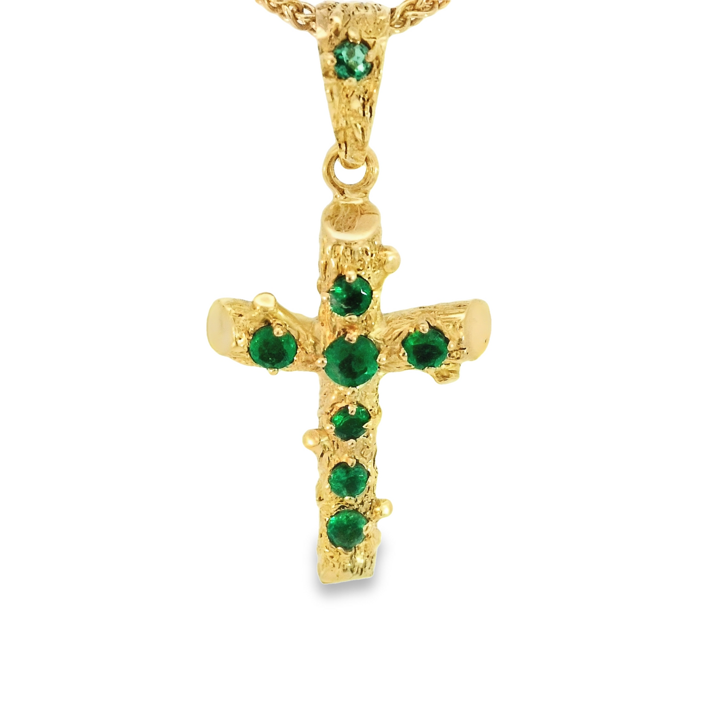 18KP 3.5G NATURAL EMERALD CROSS