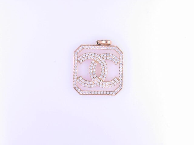 PENDANT 14KP 3.8G STYLE CHANEL CZ SQUARE NEGATIVE