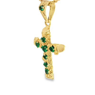 18K NATURAL EMERALD CROSS