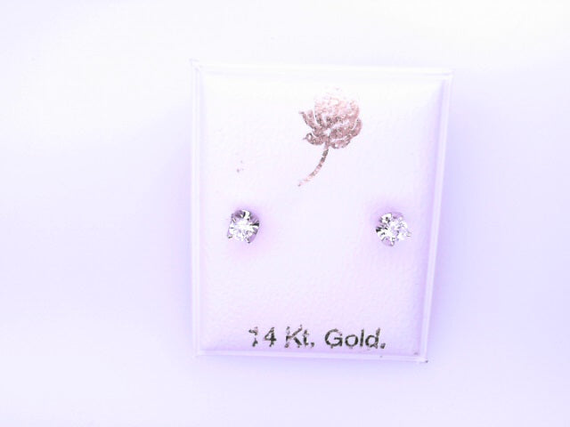 14 KARAT STUD EARRINGS WEIGHT: 0.8G : 5MM CZ CLEAR