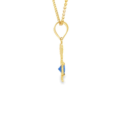 PENDANT 14KP GIRL CZ DARK BLUE BELLY GIRL