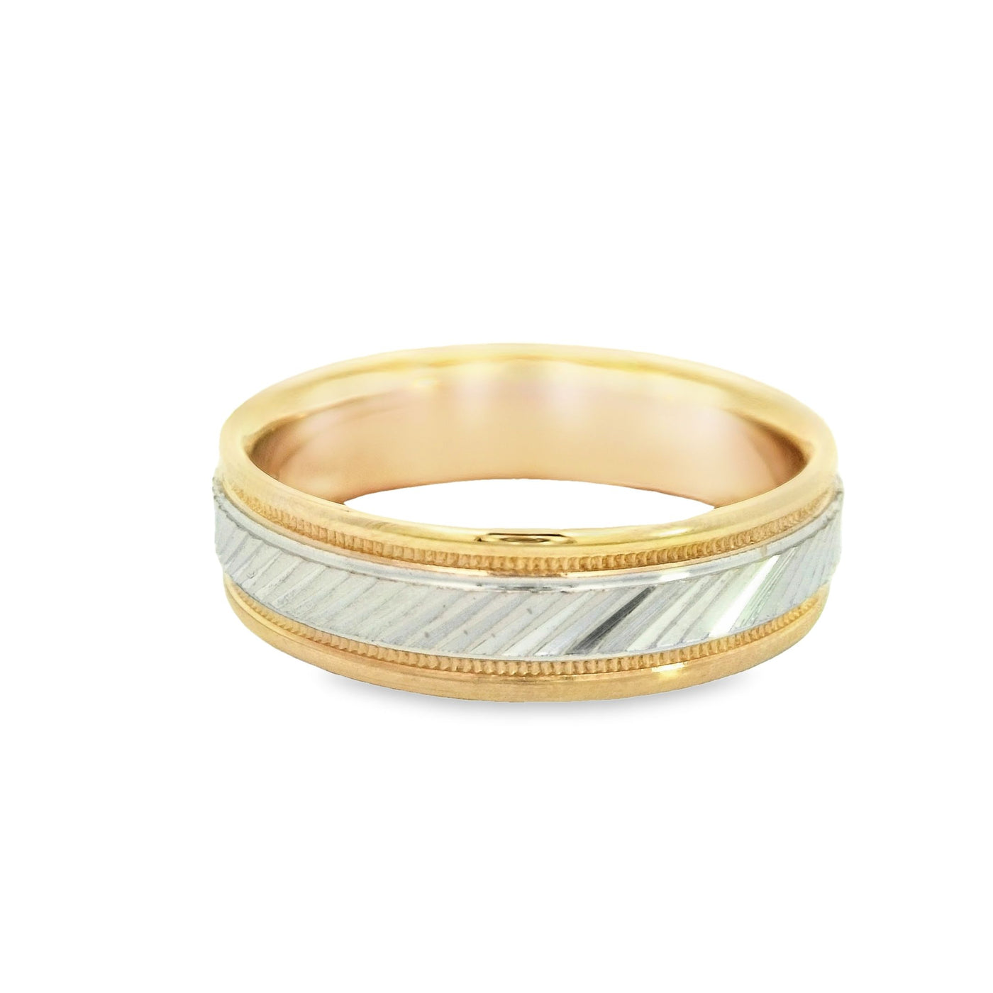 14K Band Two-tone Diamond Cut