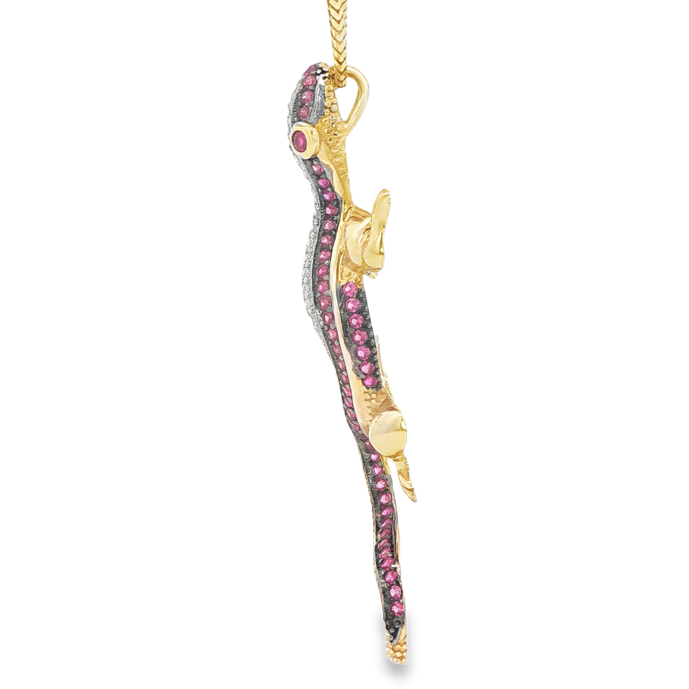 14KP 7.0G LIZARD CZ LIZARD SLIDE CLEAR AND RED