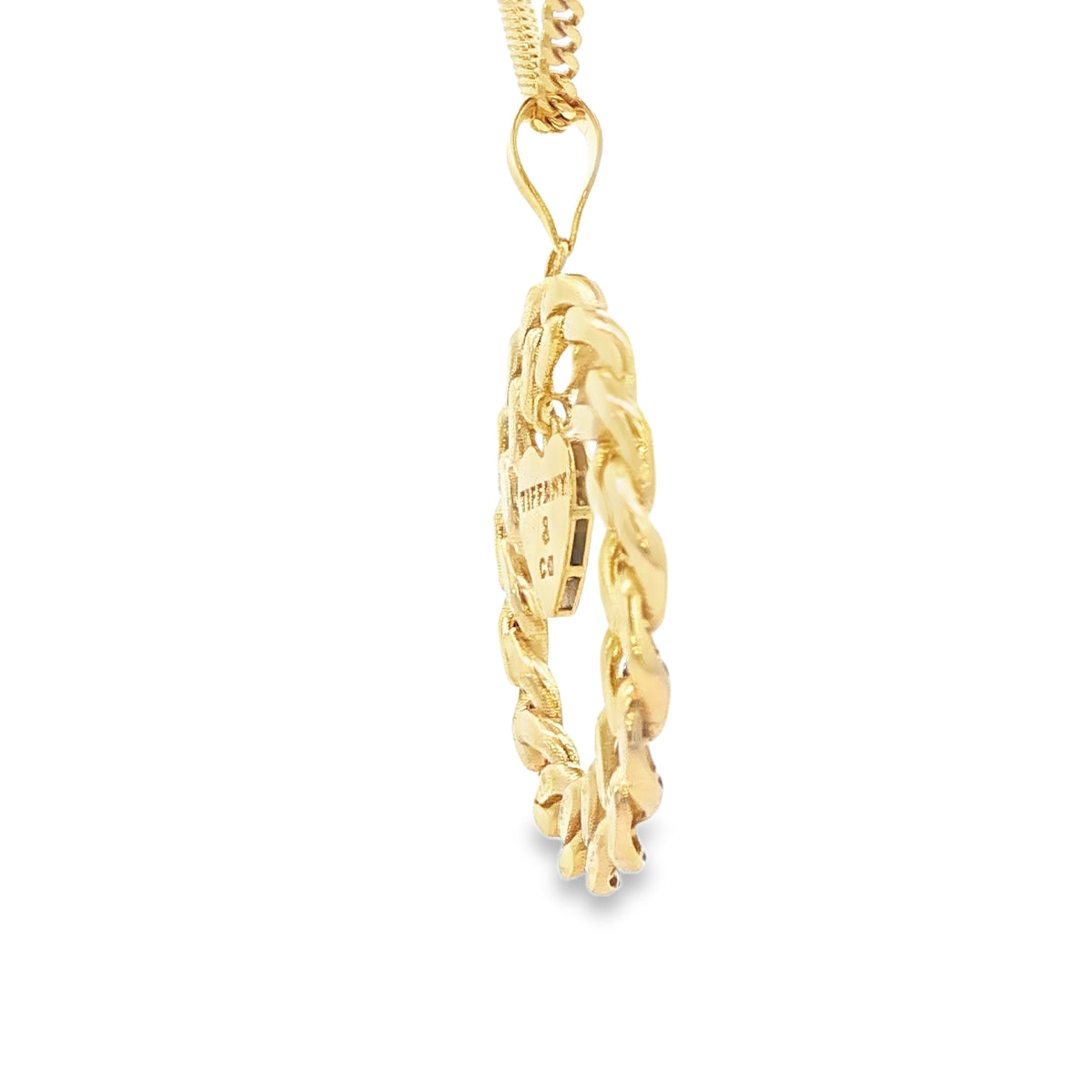 14KP 4.4G STYLE TIFFANY ROUND CUBAN LINK BORDER HE