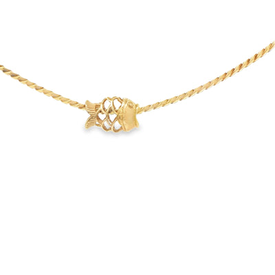PENDANT 14K FILIGREE FISH SLIDER