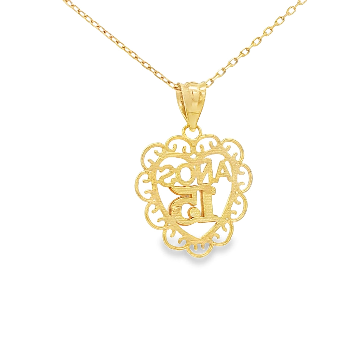 14KP QUINCE HEART DC 3TONE FILIGREE