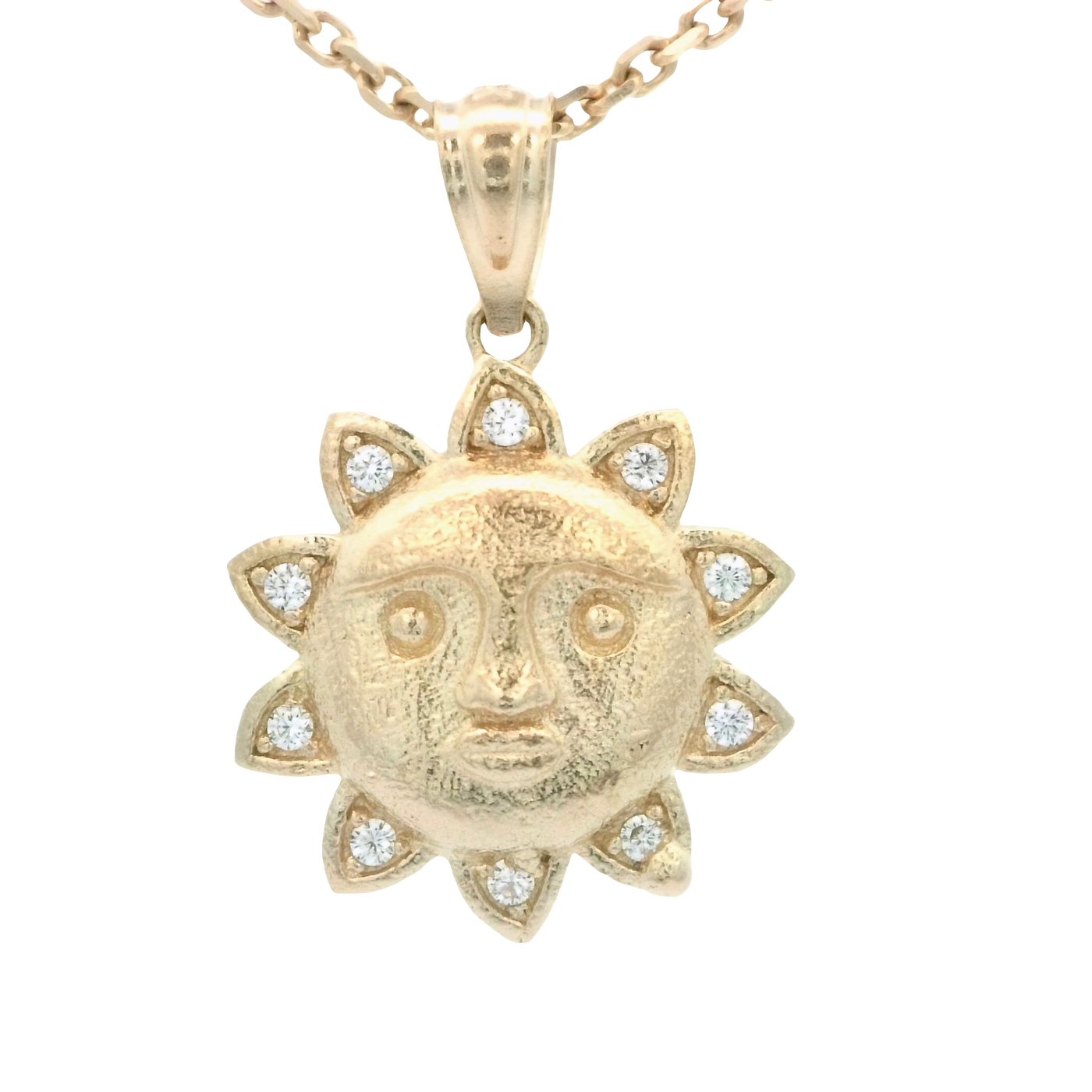 PENDANT 14K PENDANT CZ SUN WITH FACE