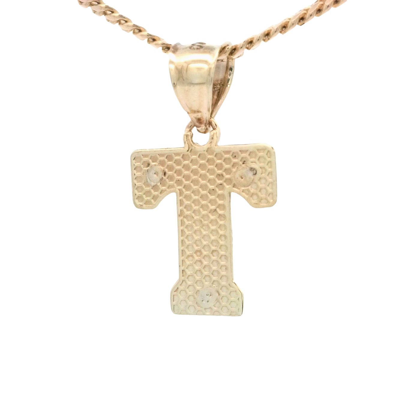 10 KARAT CHARM  LETTER T TWO TONE