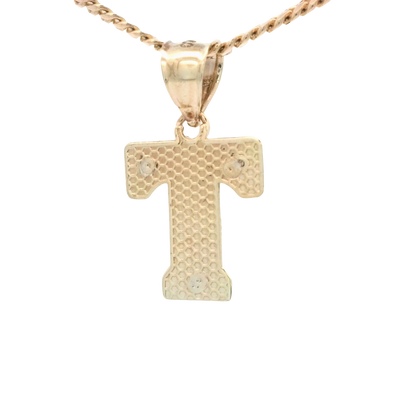 10 KARAT CHARM  LETTER T TWO TONE