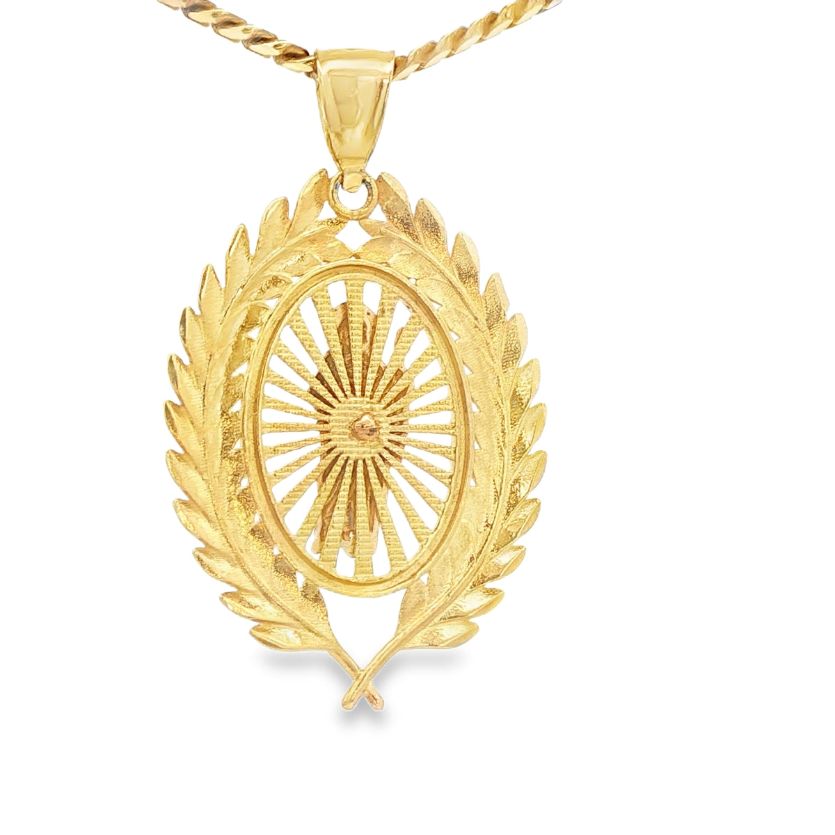 PENDANT 14KP 5.2G SAINT ST JUDE DC LEAF BORDER 3TO