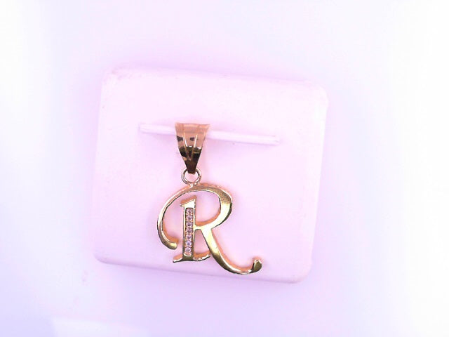 PENDANT 14K 1.5G LETTER R CZ