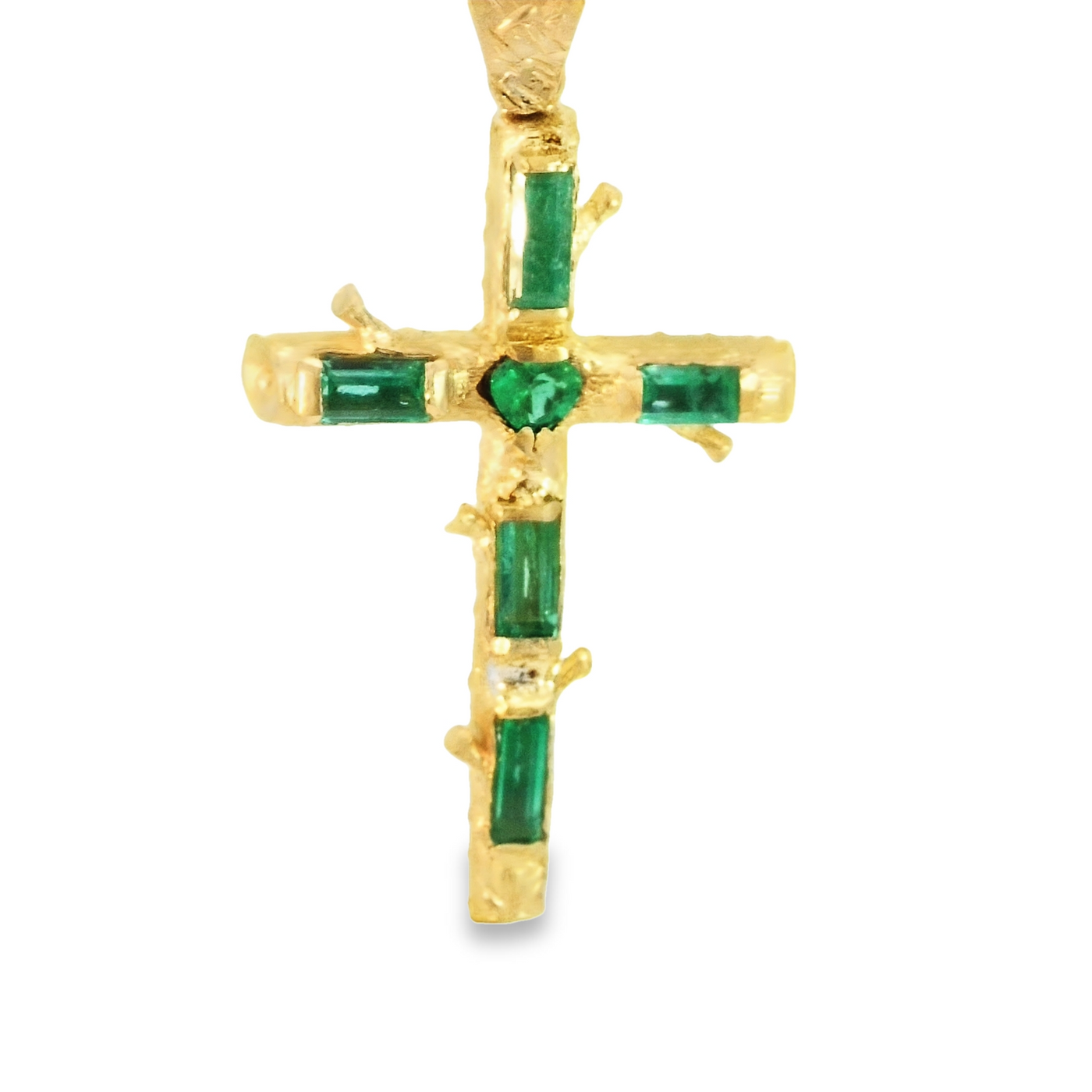 18KP 5.5G NATURAL EMERALD CROSS