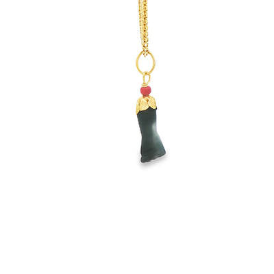 14K Azabache Hand Coral 12mm
