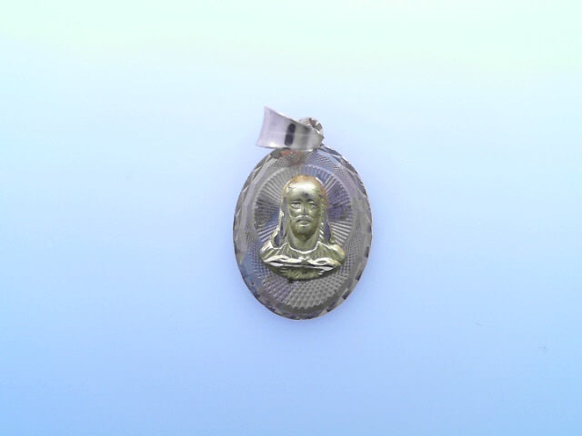 PENDANT 14K 1.3G JESUS DC OVAL JESUS FACE 3TONE