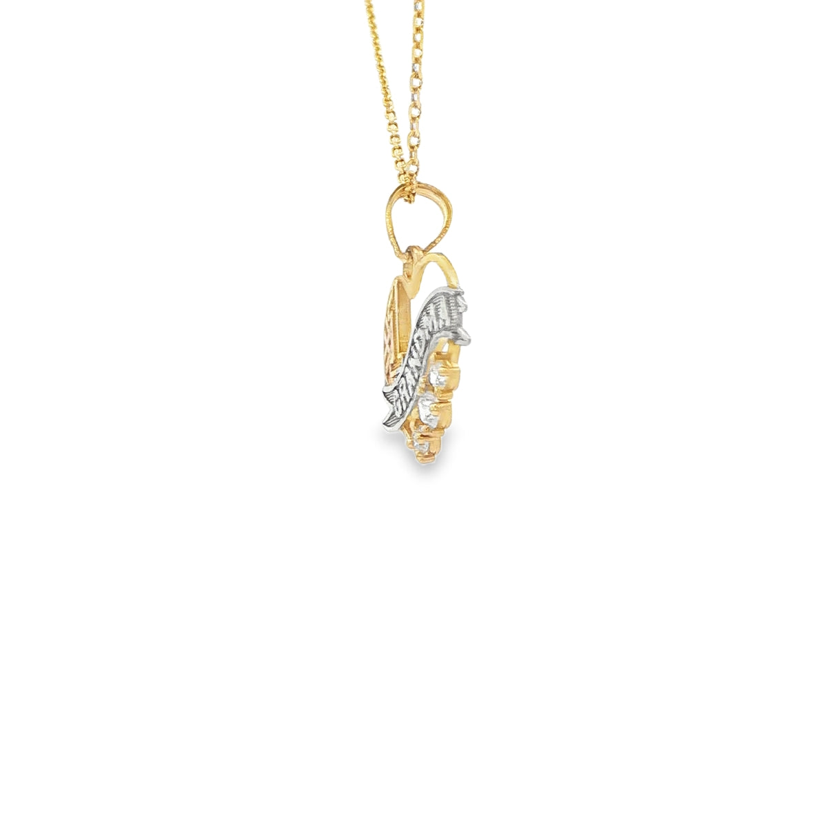 PENDANT 14K Grandma #1 CzHeart 2TONE