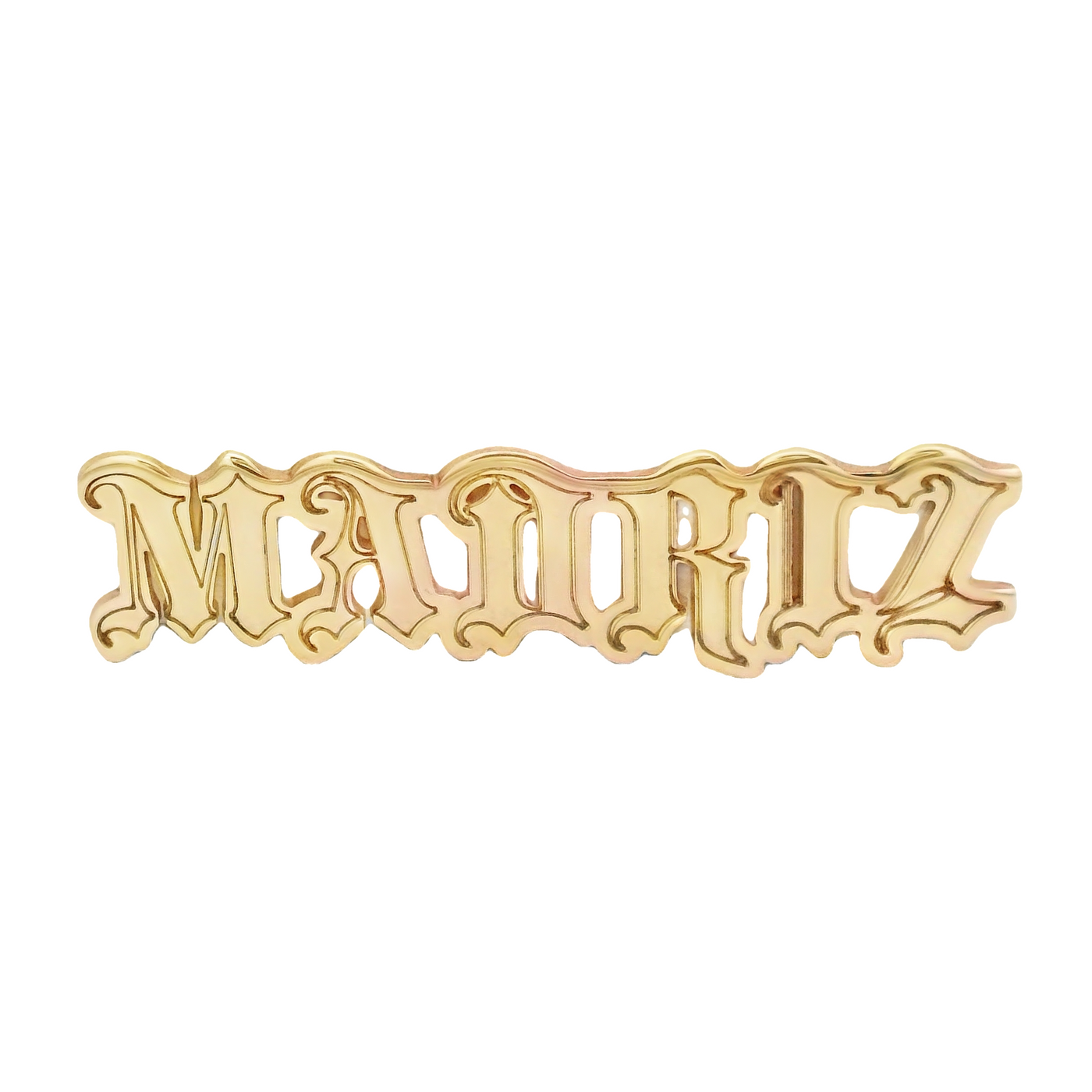 14K Gothic Style Nameplate Pendant "Madriz" – Customizable Nameplate