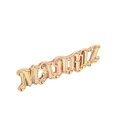 14K Gothic Style Nameplate Pendant "Madriz" – Customizable Nameplate