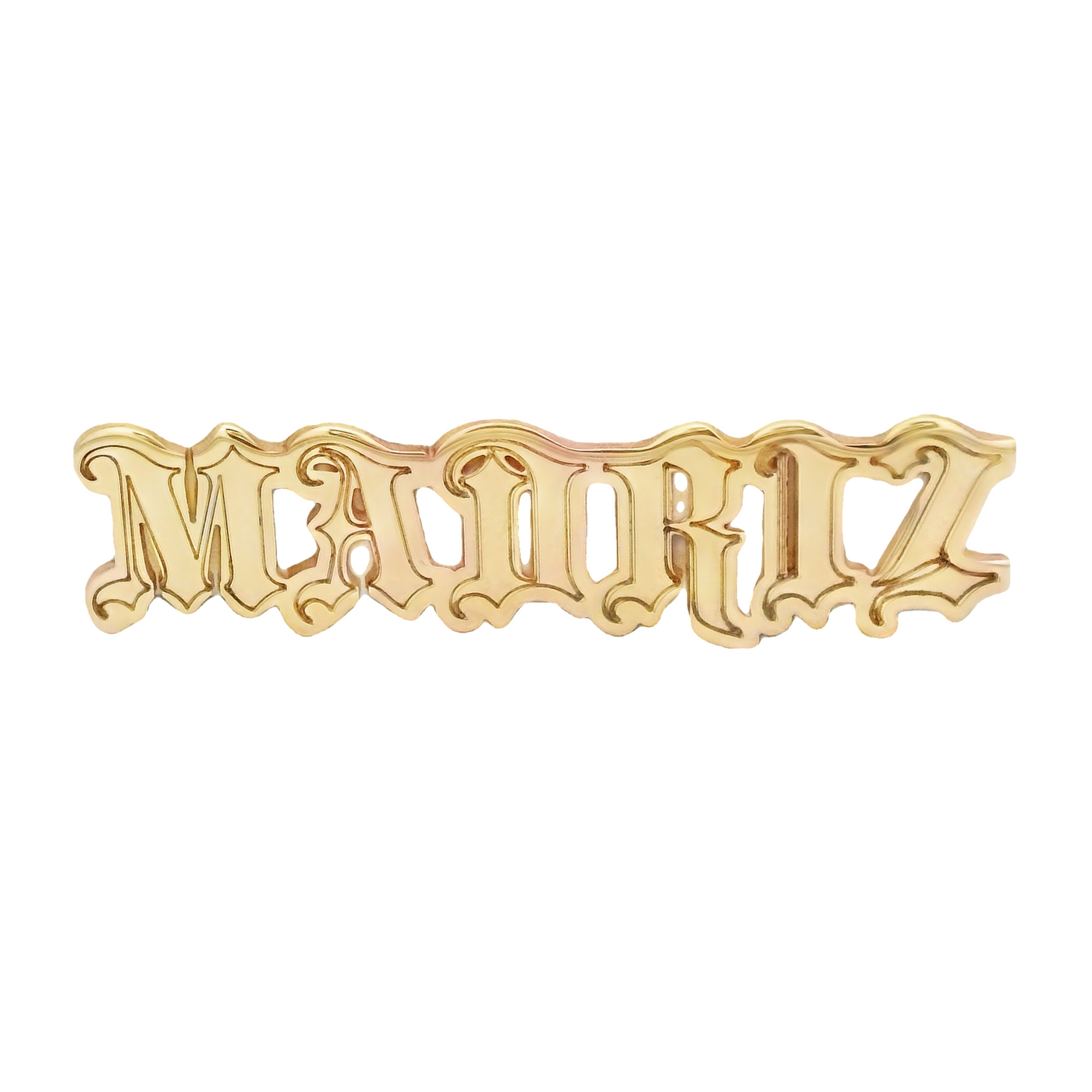 14K Gothic Style Nameplate Pendant "Madriz" – Customizable Nameplate