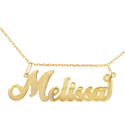 14k Gold Nameplate Pendant "Melissa" – Customizable Nameplate