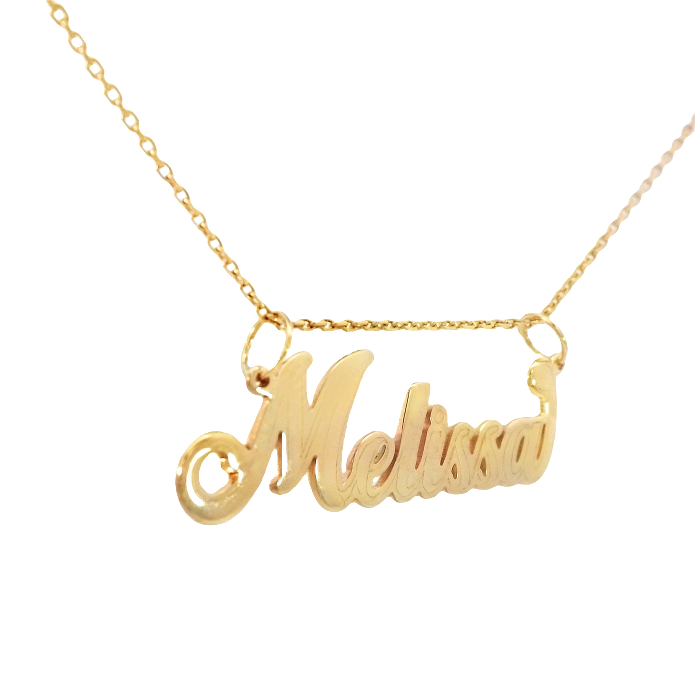 14k Gold Nameplate Pendant "Melissa" – Customizable Nameplate