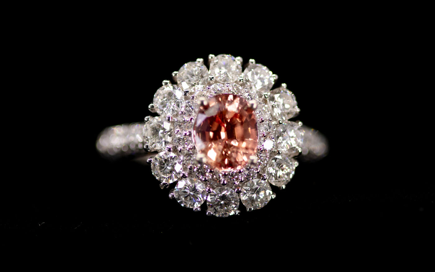 Orange Sapphire Ring-Padparadscha Sapphire 1.61 ctw white gold 14k-ENGAGEMENT