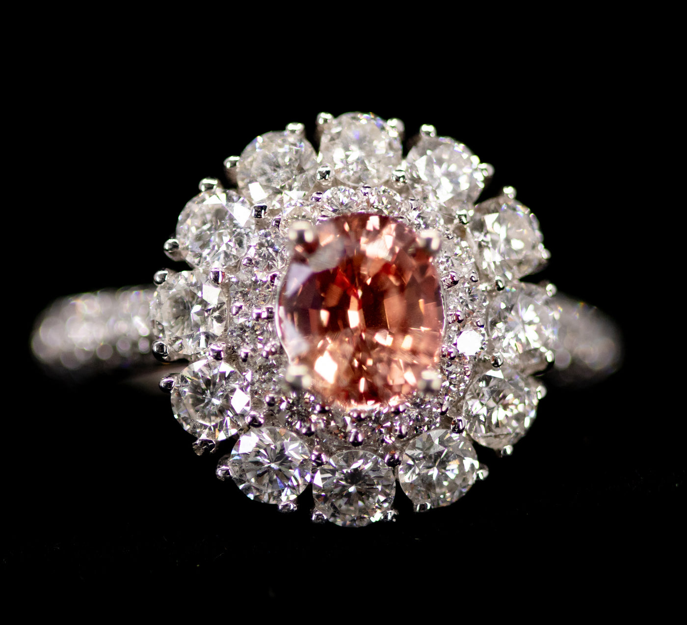 Orange Sapphire Ring-Padparadscha Sapphire 1.61 ctw white gold 14k-ENGAGEMENT